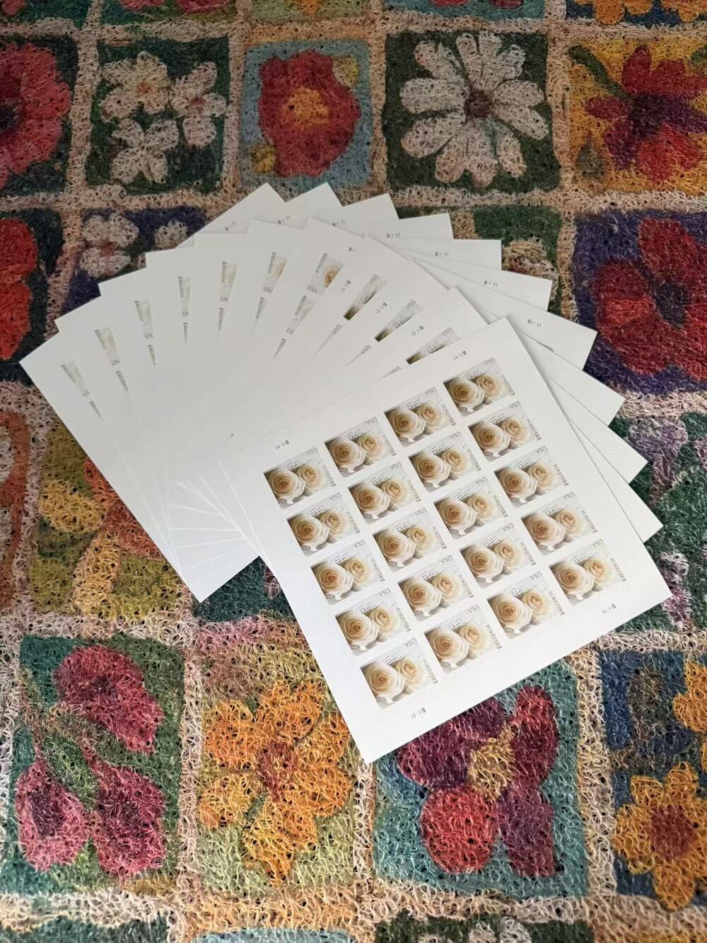 ❤200 lifetime white roses unused wedding stamps